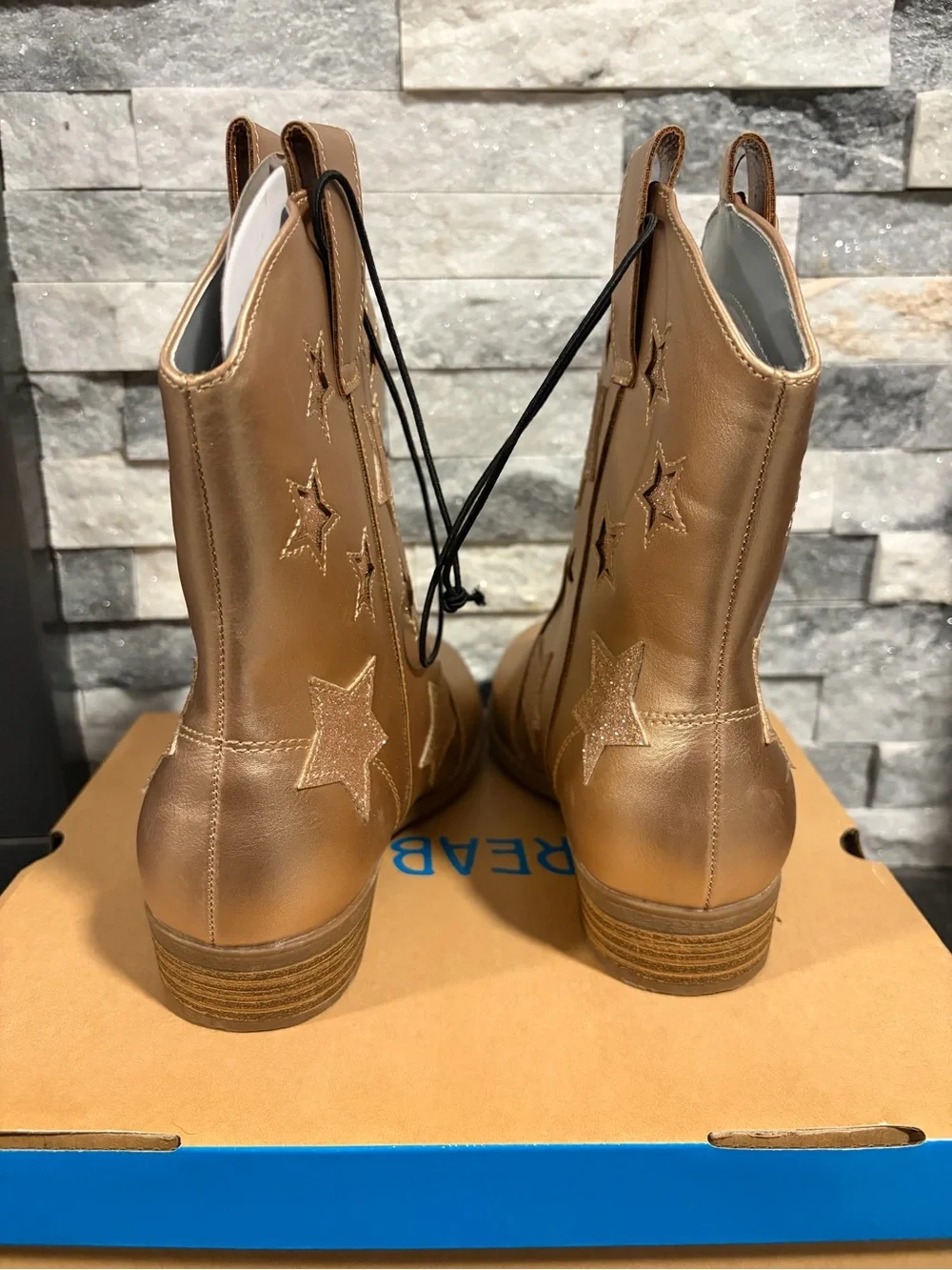 Rose Gold Star Embellished Western Boots